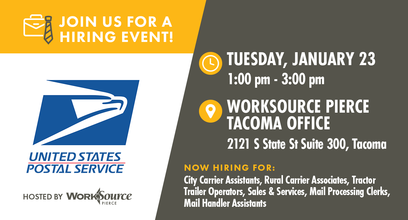 USPS Hiring Event January 23 WorkSource Pierce