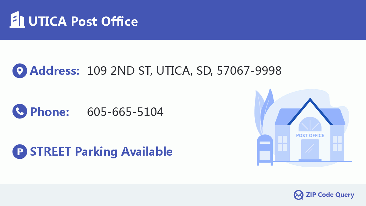 UTICA Post Office South Dakota United States ZIP Code 5 Plus 4 