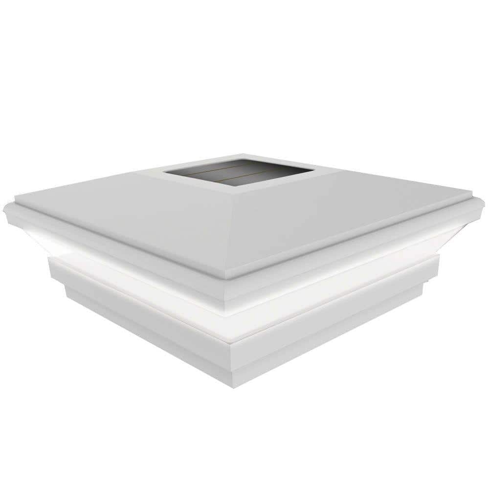 Veranda 5 In X 5 In Vinyl Solar Powered Contemporary Beveled Post Cap 73013118 The Home Depot