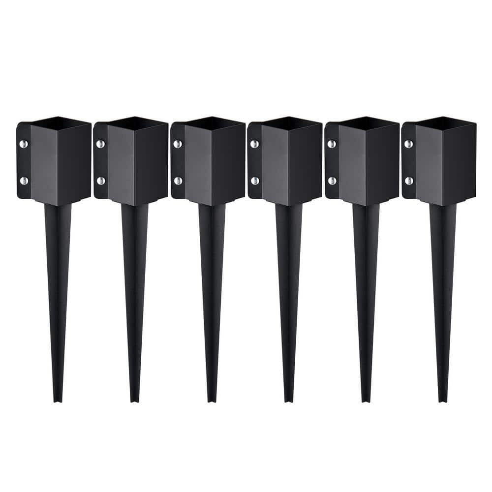 VEVOR Fence Post Anchor Ground Spike 6 Pack 24 X 4 X 4 In Outer Diameter Inner Diameter 3 5 In X 3 5 In Metal Black FXDD35YC24YCUQSQCV0 The Home Depot