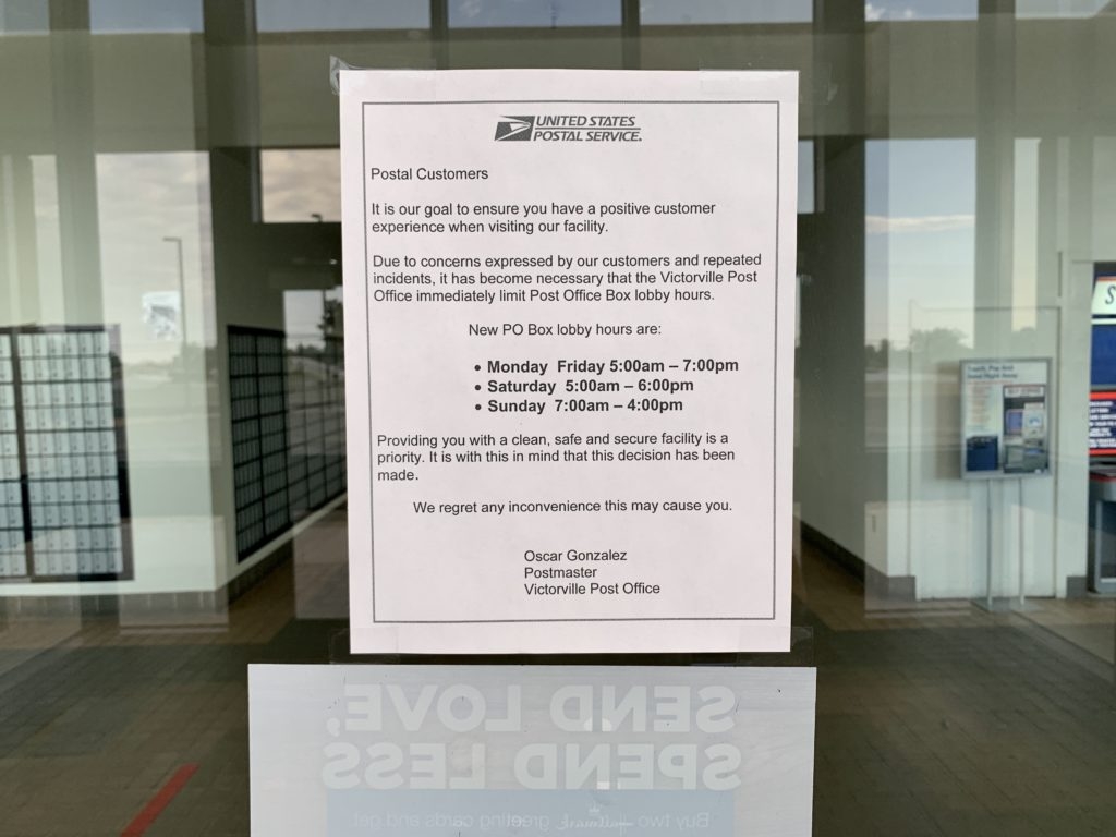 Victorville Post Office Lobby No Longer Open 24 hours Victor Valley News