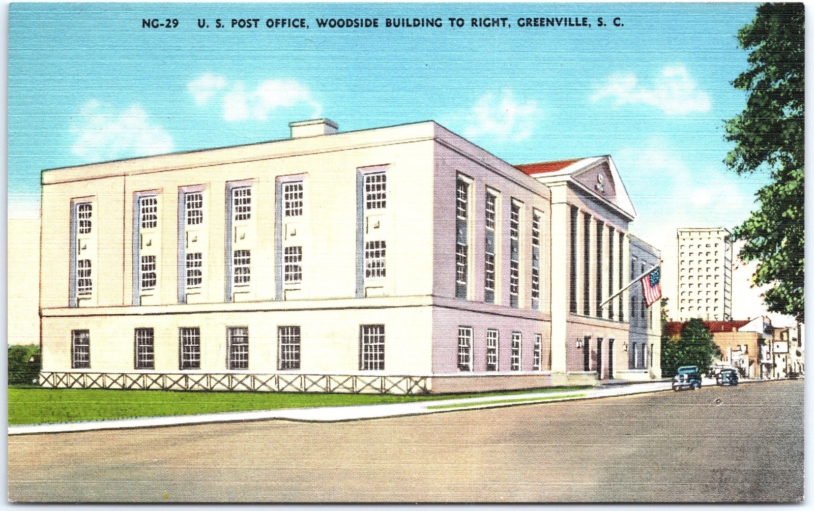 VINTAGE POSTCARD THE U S POST OFFICE AT GREENVILLE SOUTH CAROLINA 1930s EBay