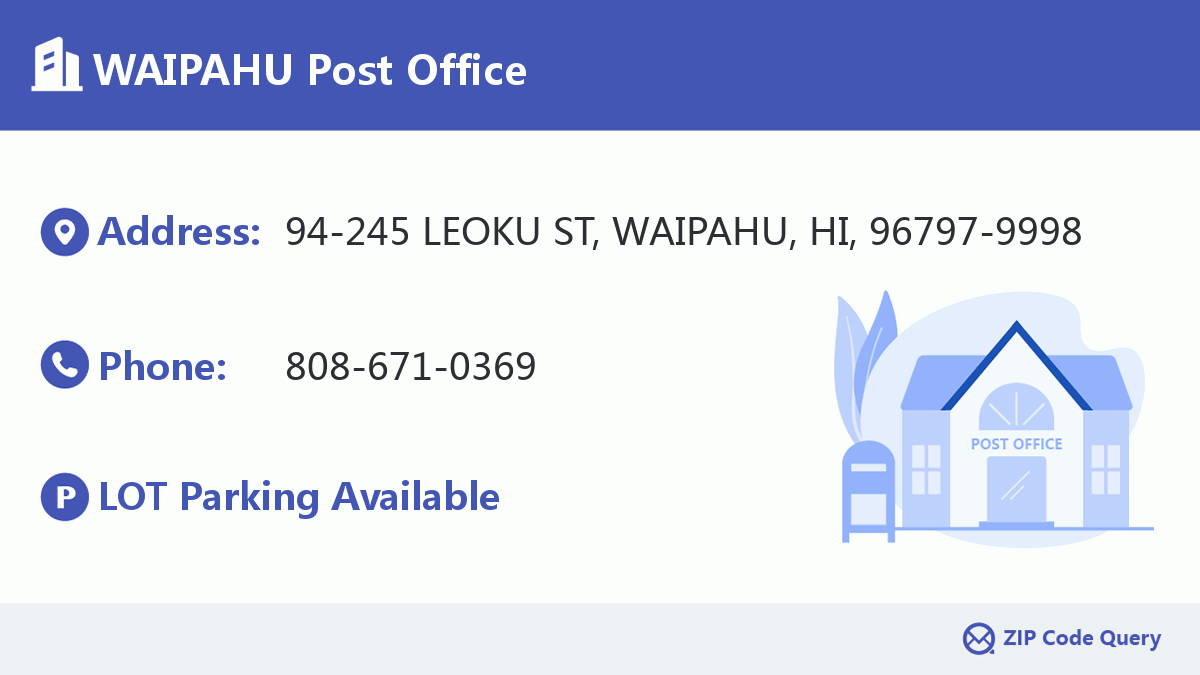 WAIPAHU Oficina De Correos Hawai Estados Unidos C digo Postal 5 M s 4 