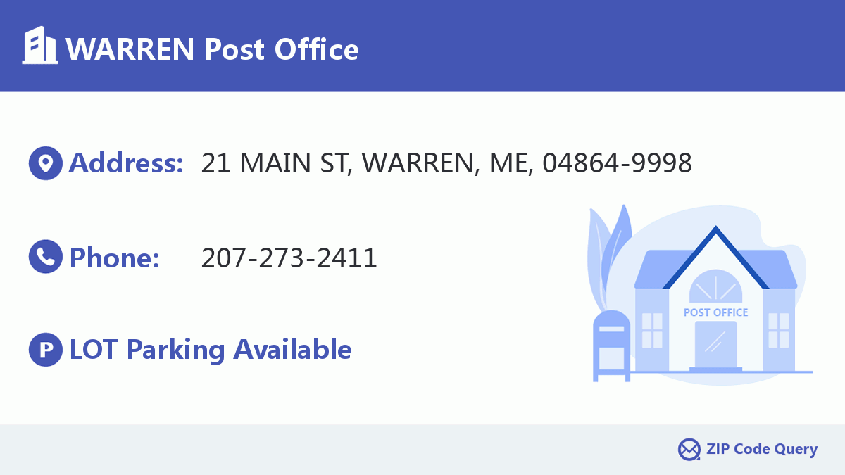 WARREN Post Office Maine United States ZIP Code 5 Plus 4 