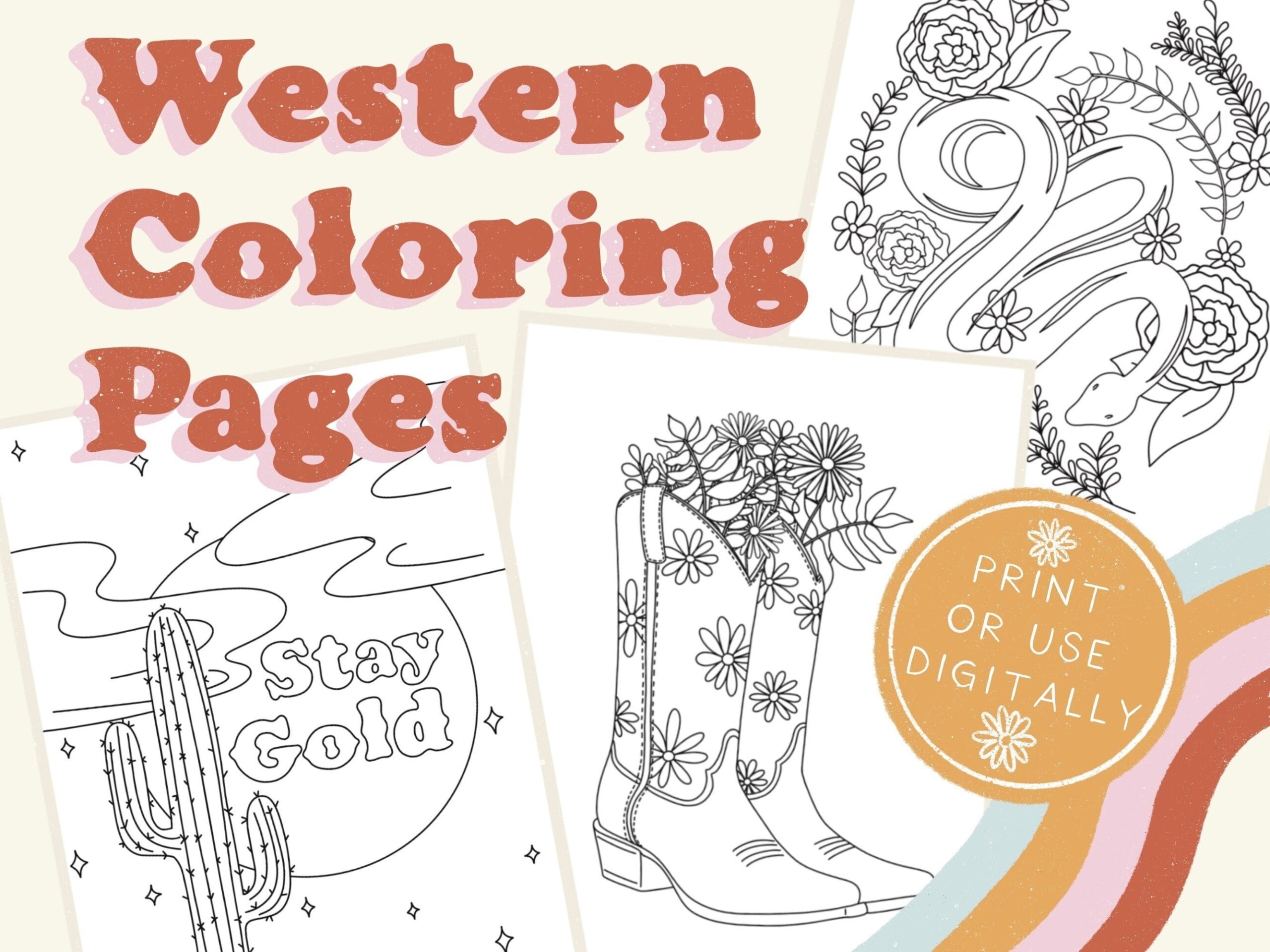 aesthetic western colloring pages