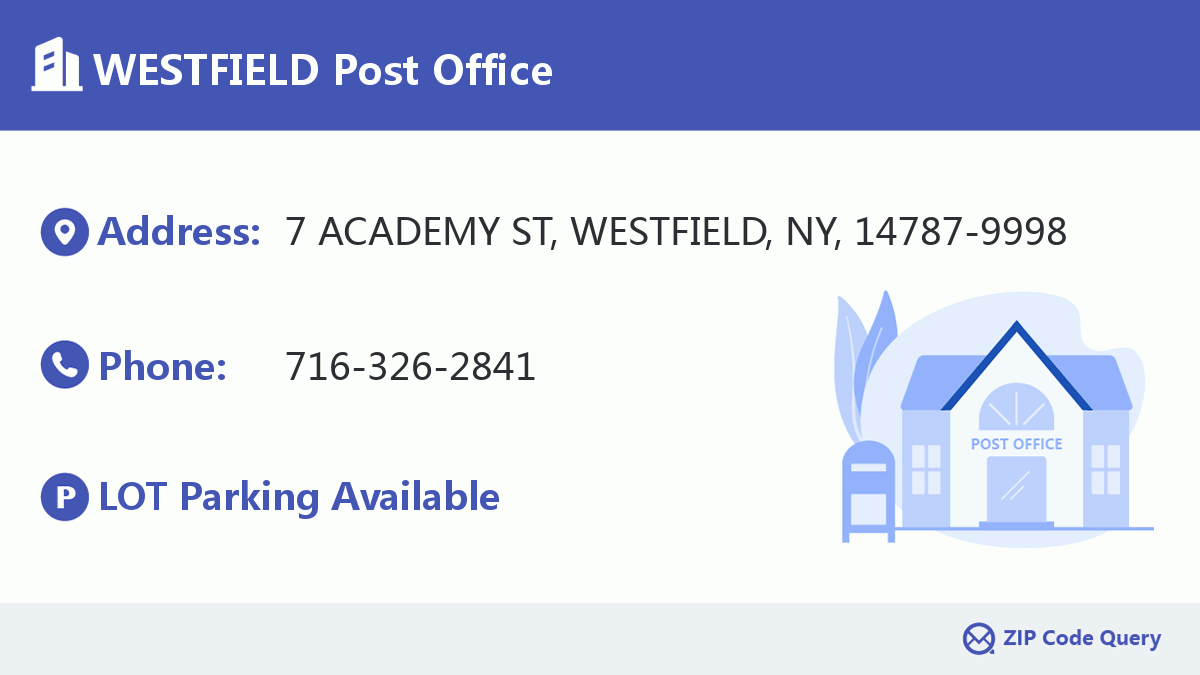 WESTFIELD Post Office New York United States ZIP Code 5 Plus 4 