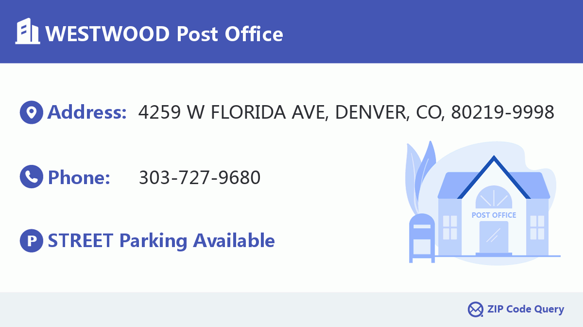 WESTWOOD Post Office Colorado United States ZIP Code 5 Plus 4 