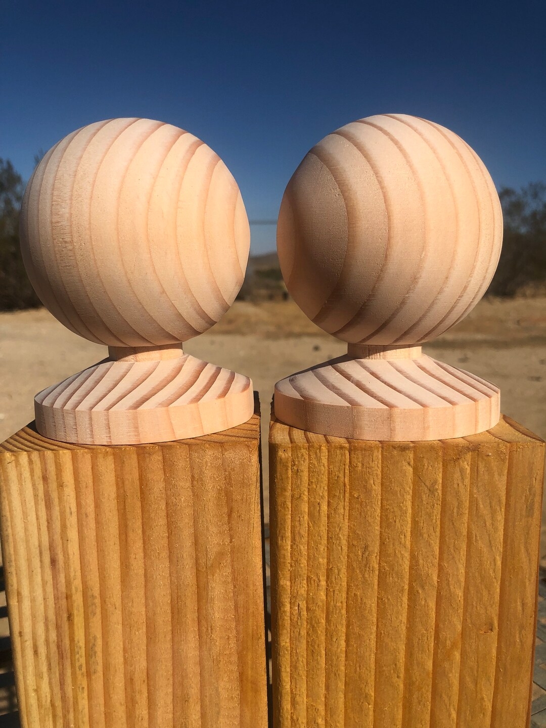 Wood Ball Finials With Small Base 4x4 Fence Post Top 3 3 8 Top Ball Bed Post Top Pine Handcrafted Etsy