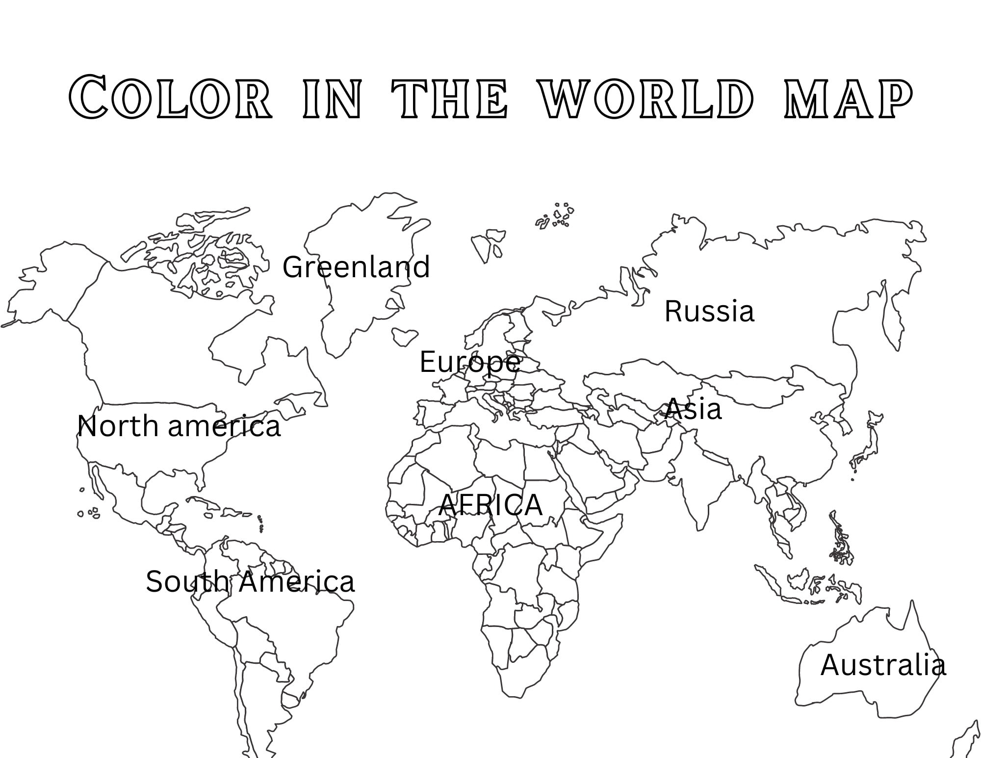 World Map Coloring Page School Activity Etsy