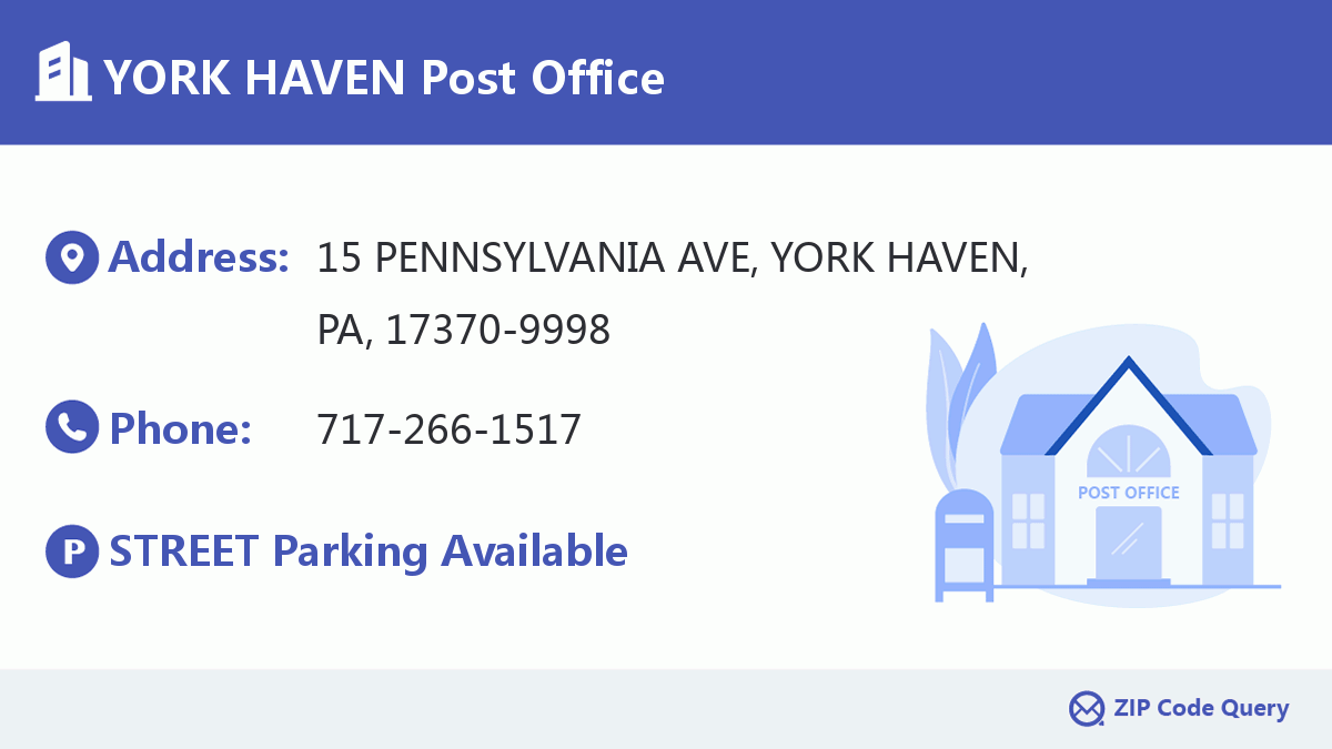 YORK HAVEN Post Office Pennsylvania United States ZIP Code 5 Plus 4 