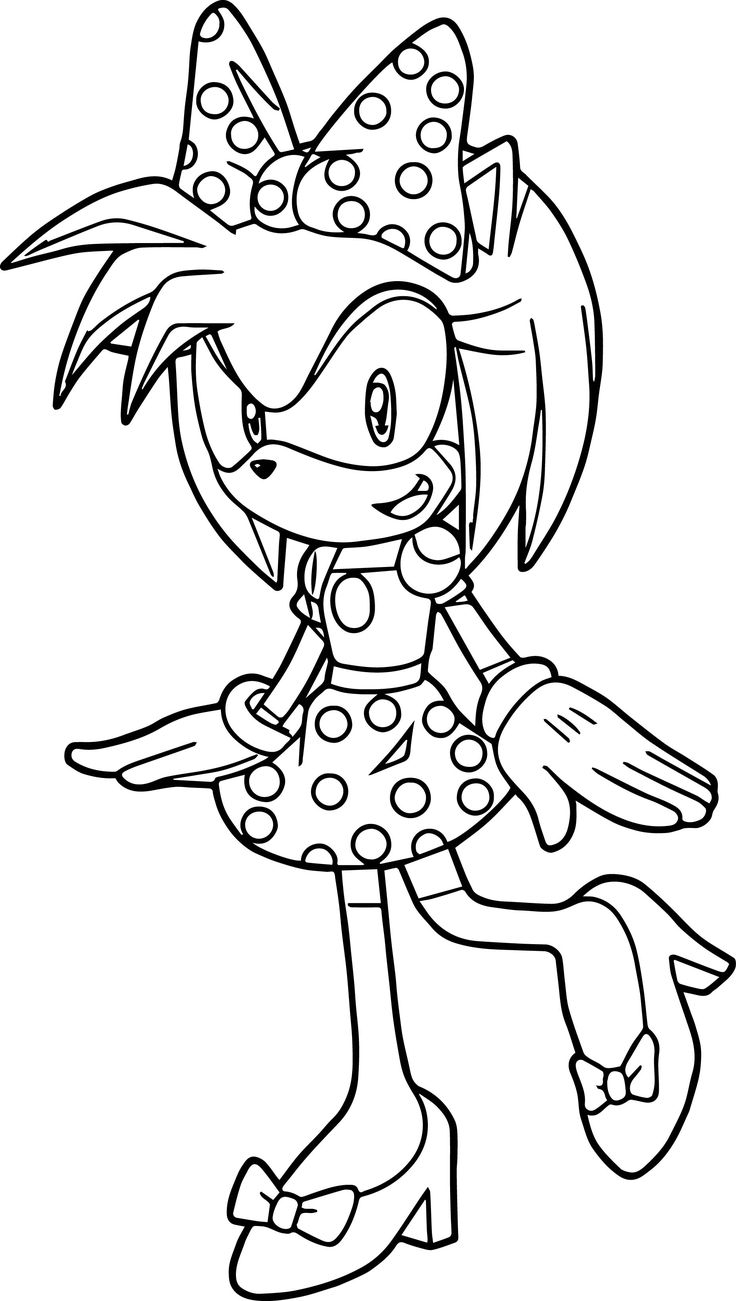 Amy Rose Bow Coloring Page Wecoloringpage