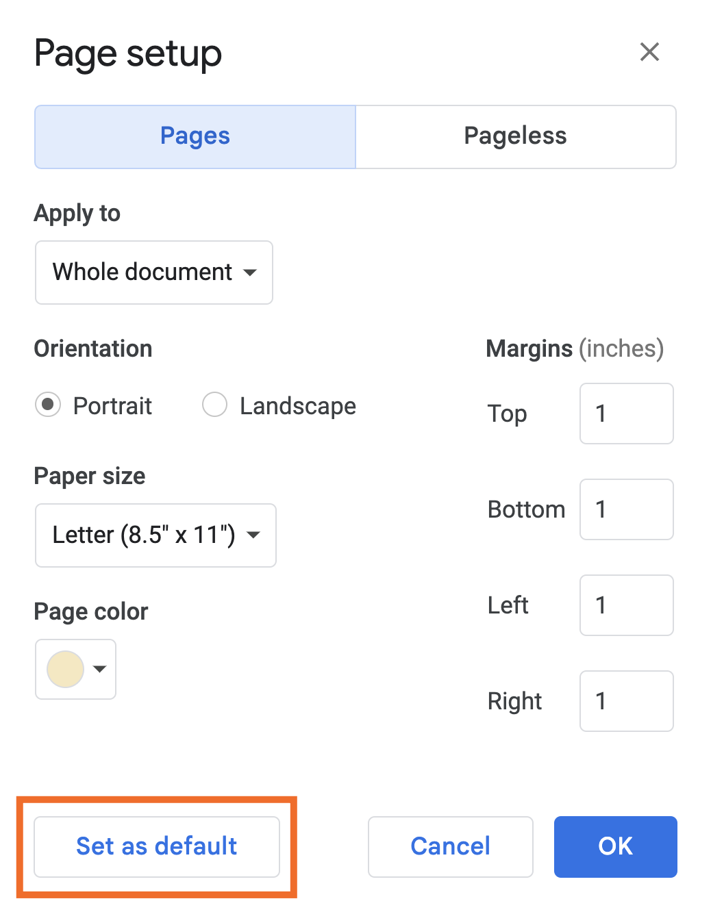 change page color google docs