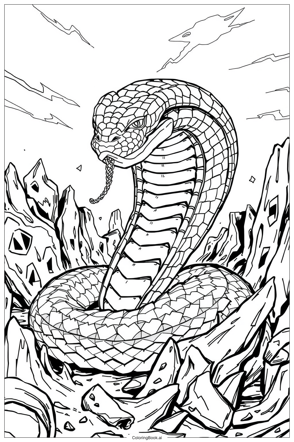 King Cobra Snake Battle Coloring Page Free PDF PNG Printable 