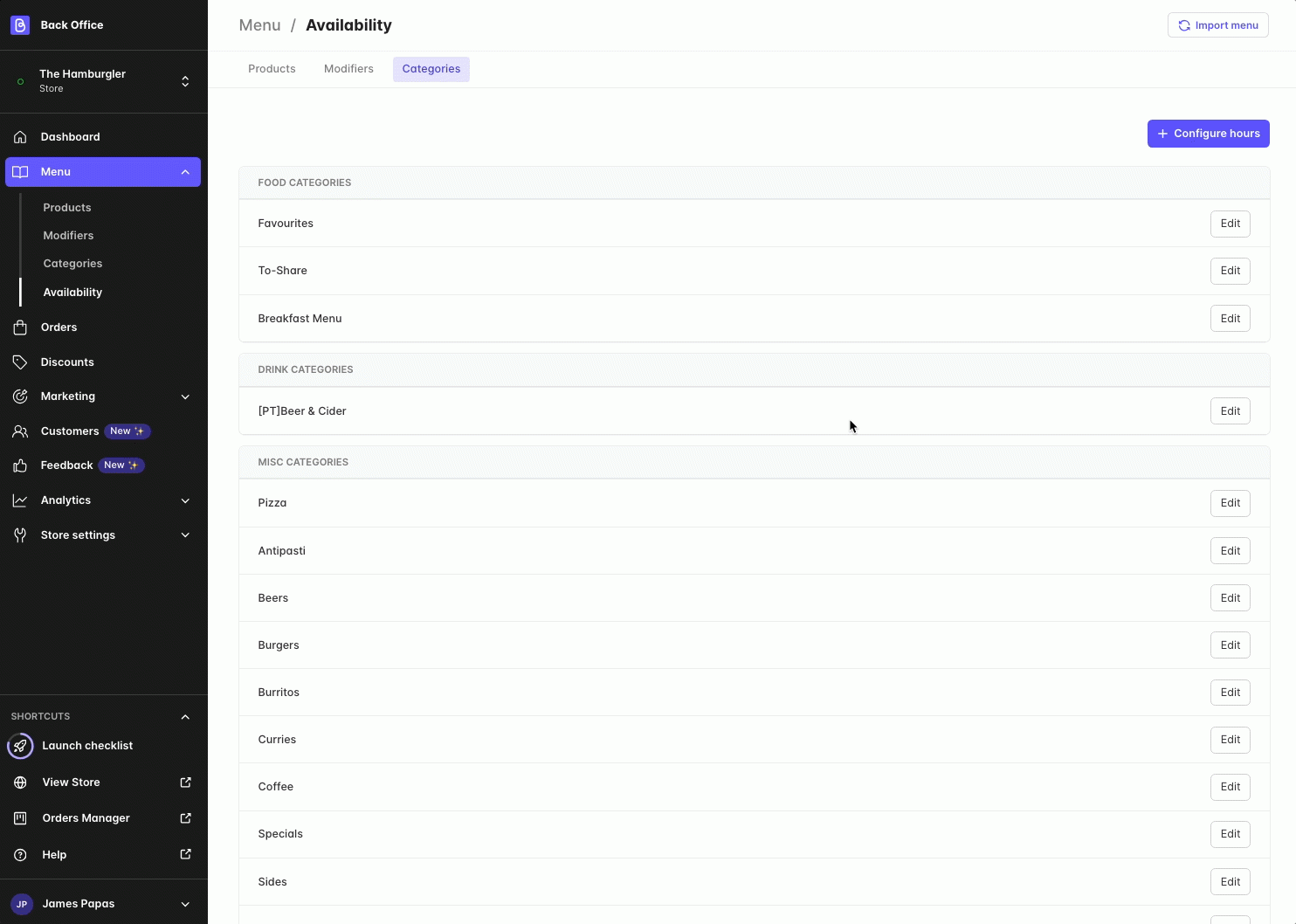 Scheduling Menus For Days And Times