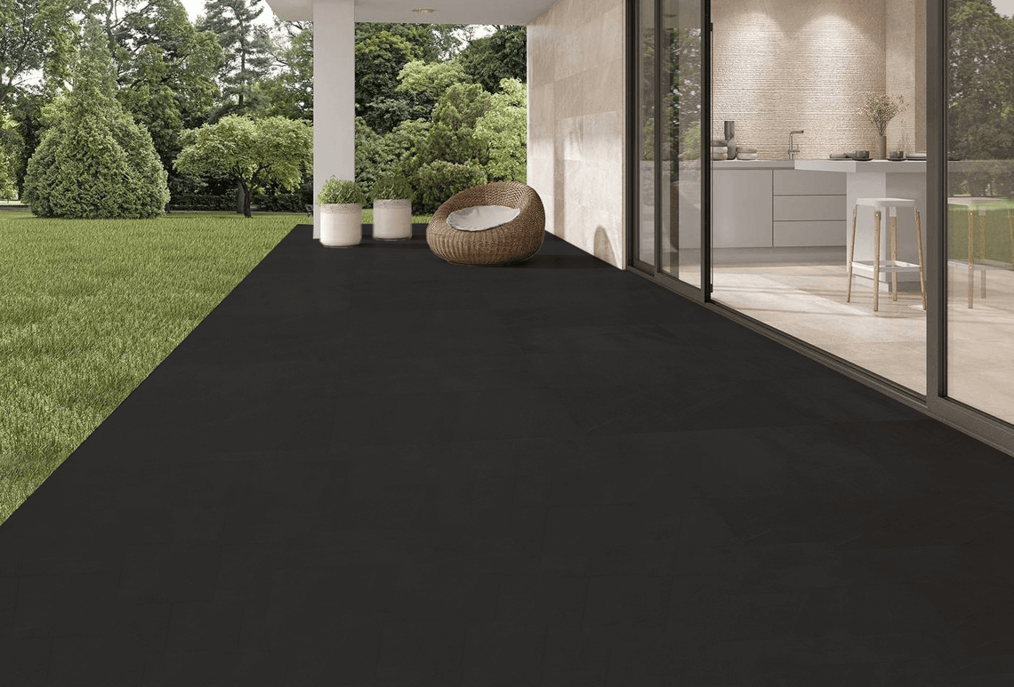 Jet Black Ceramic Across Indoor Outdoor Flooring