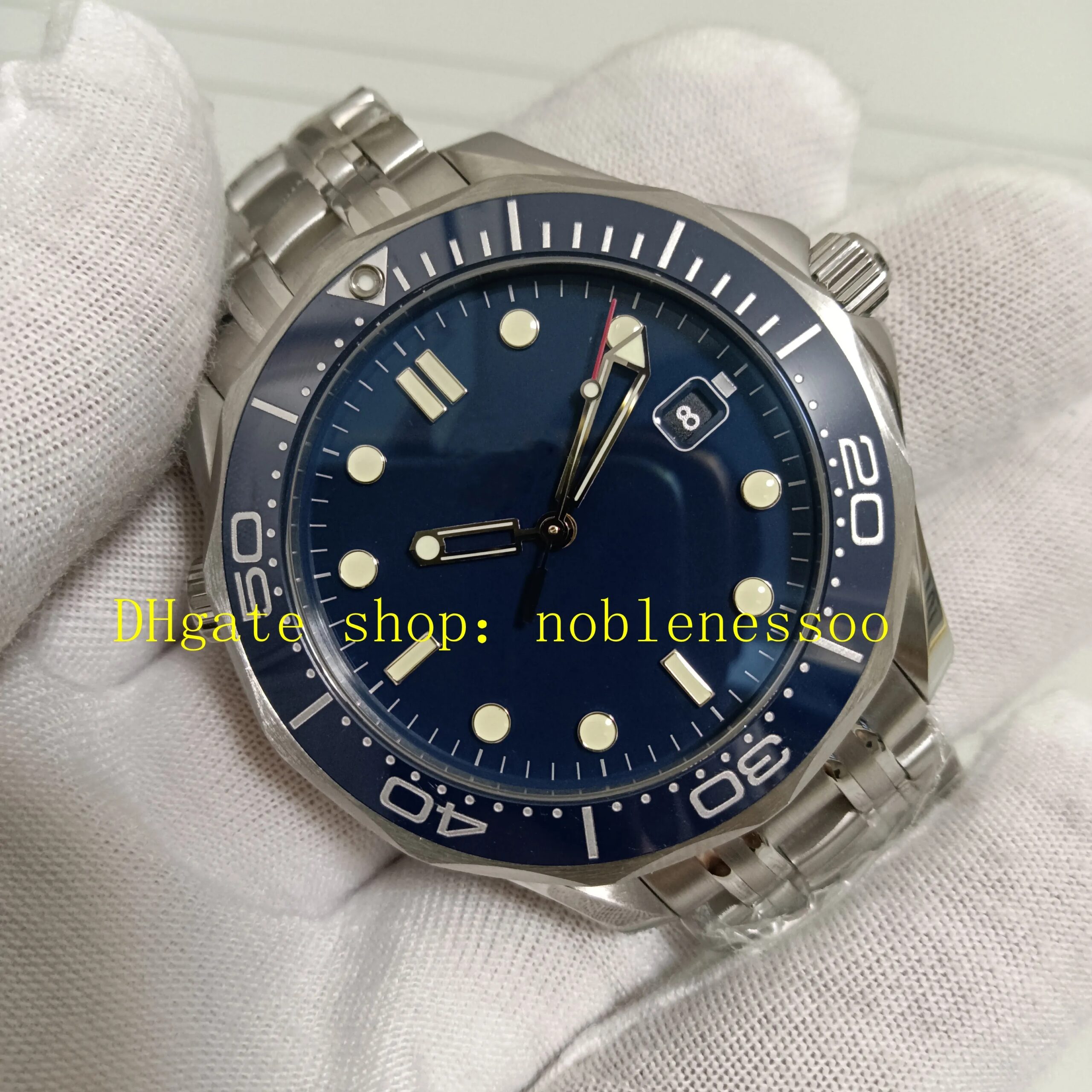 Mens Blue Dial Automatic Sport Boat Watch With Ceramic Bezel 41mm Stainless Steel Bracelet 300M Movement And OM Factory Cal 2500 Movement Real Picture From Noblenessoo 341 22 DHgate Com