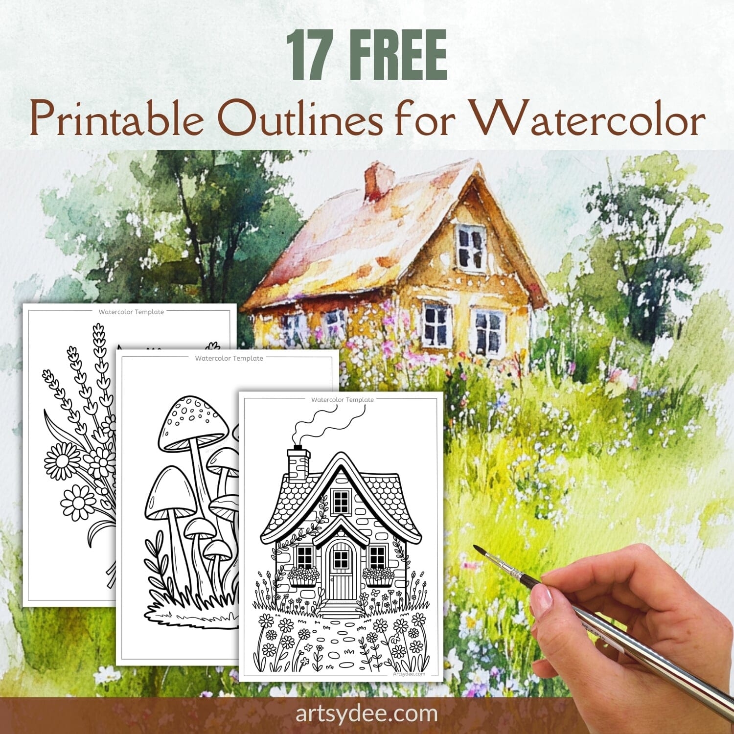 17 Printable Watercolor Templates Paint Ready Floral Outlines Artsydee Drawing Painting Craft Creativity