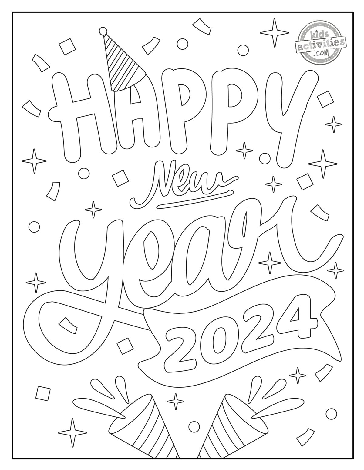 2024 New Year Coloring Pages Kids Activities Blog