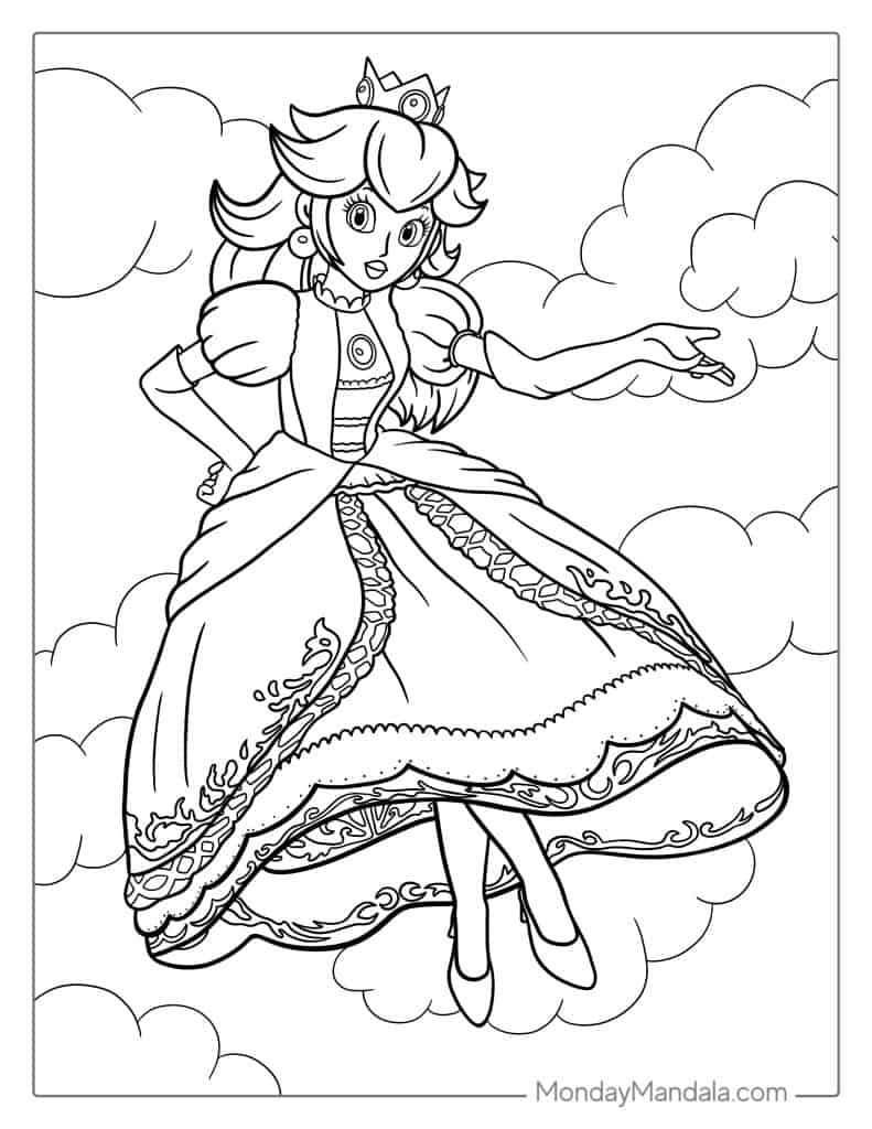 25 Princess Peach Coloring Pages Free PDF Printables 