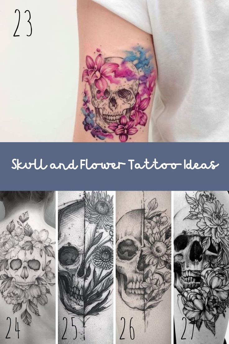 27 Beautiful Skull And Flower Tattoo Ideas 27 Beautiful Skull And Flower Tattoo Ideas