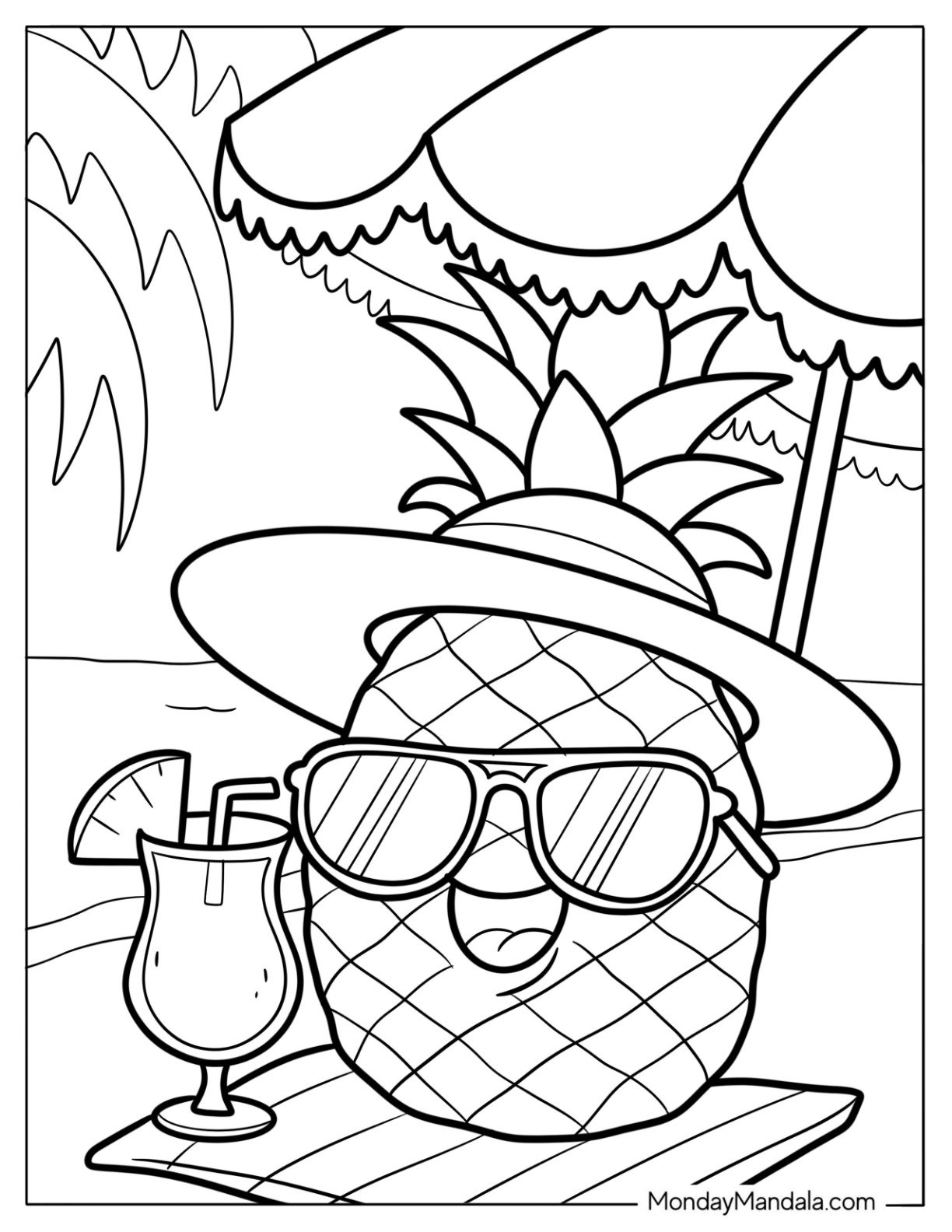 32 Pineapple Coloring Page Free PDF Printables 