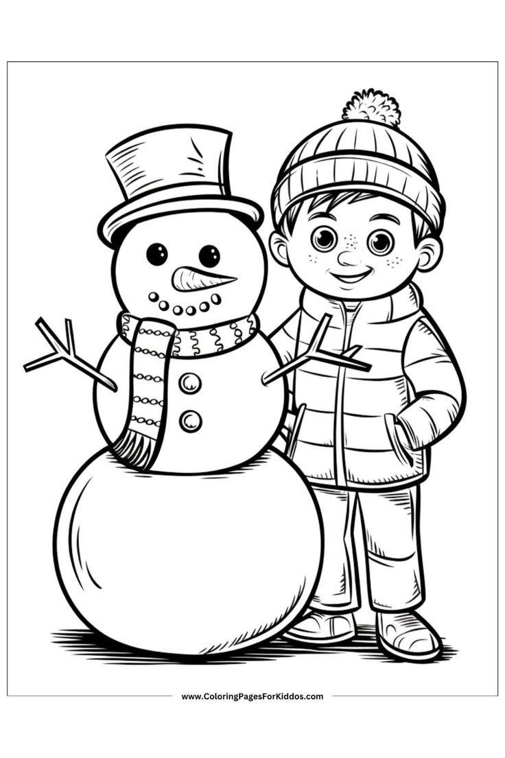cute winter colouring pages