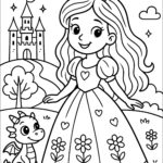 A Princess And Her Happy Dragon Princess Coloring Pages