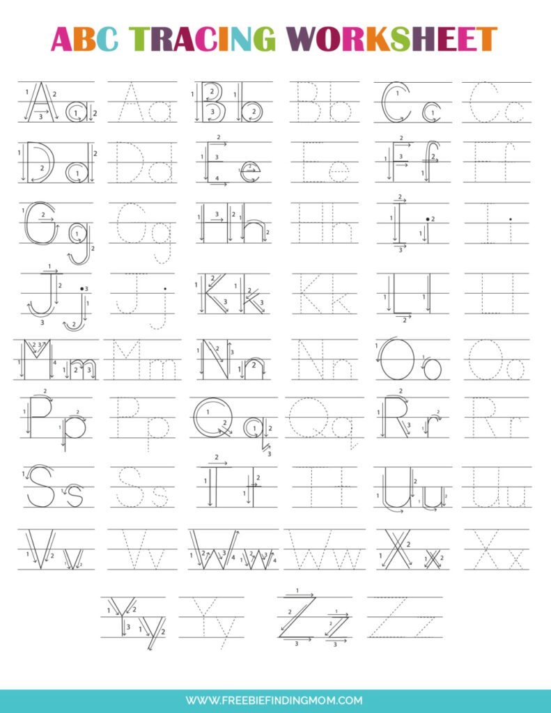 ABC Letters Printable Tracing Worksheets