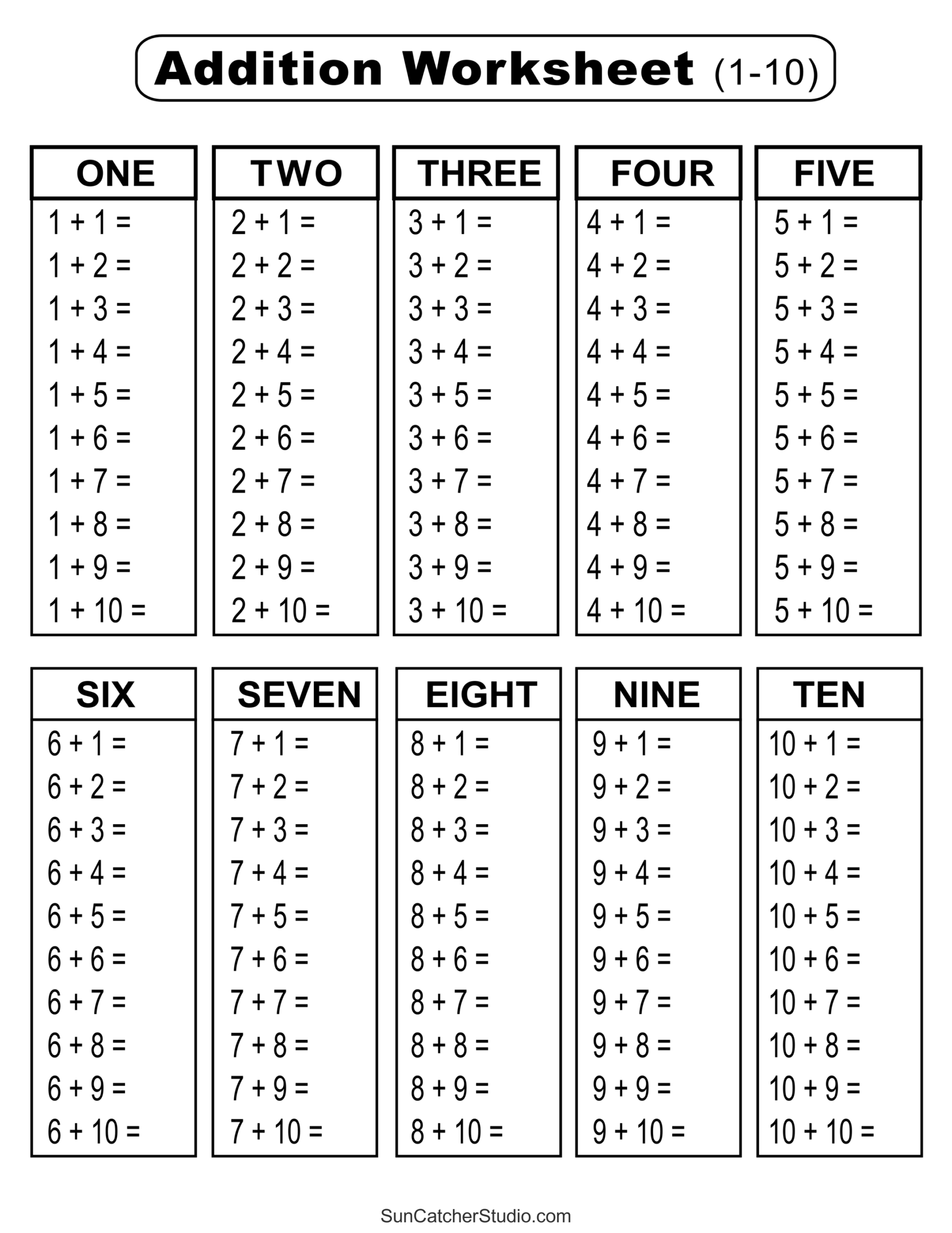 Addition Charts Tables Worksheets Free Printable PDF Files Free Printables Monograms Design Tools Patterns DIY Projects