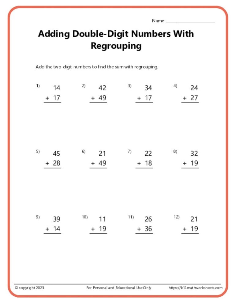 Addition Worksheets K12 Math Worksheets