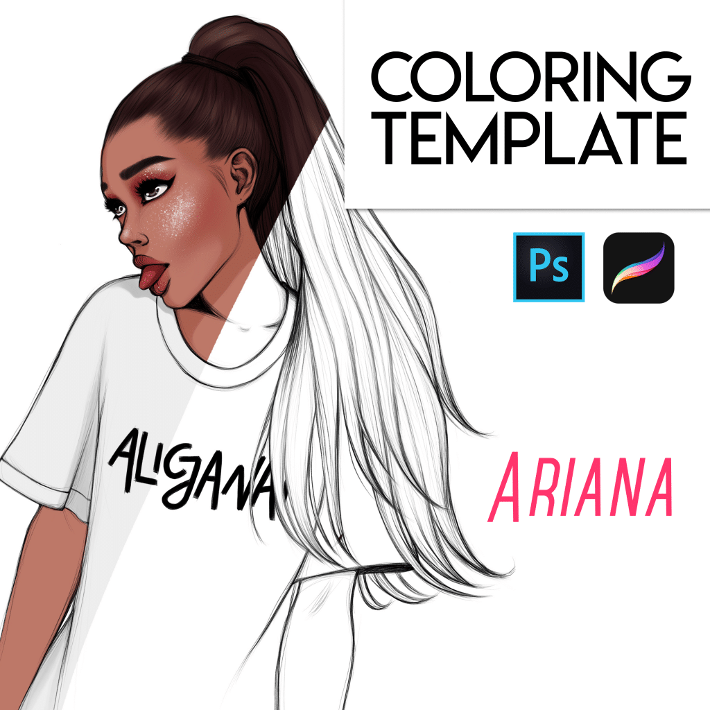 Ariana Digital Coloring Template Alicja Prints