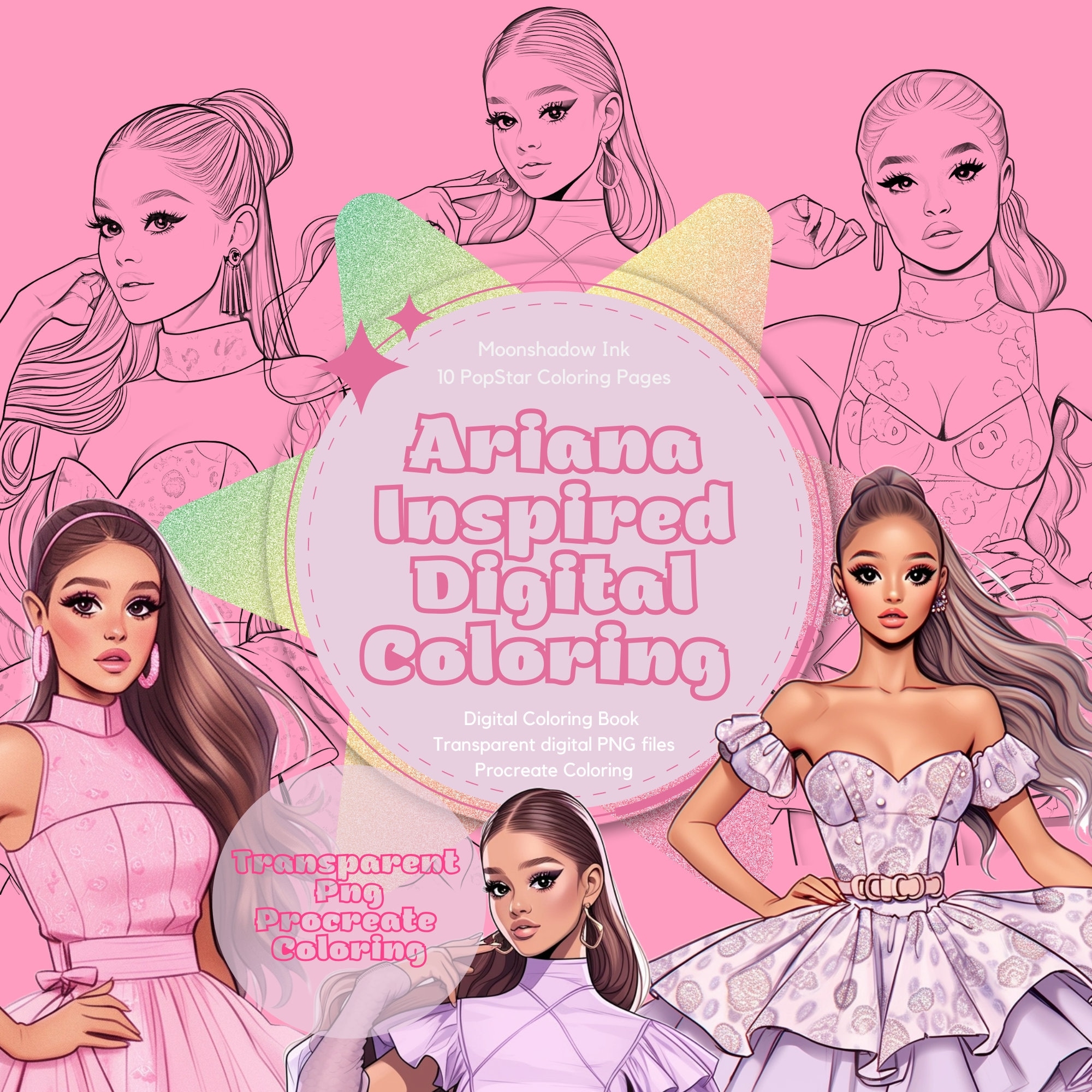 Ariana Grande Inspired Digital Coloring Book 10 Procreate Coloring Pages Fashion Coloring Procreate Transparent PNG Gift Women PDF Etsy