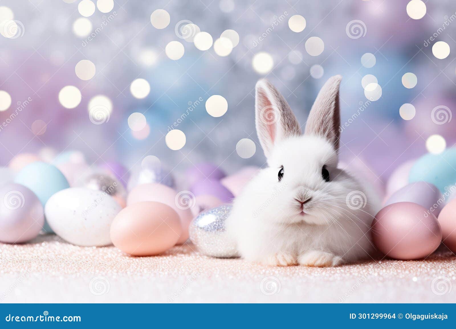 Beautiful Easter Background With Eggs Glitter Cute Bunny And Copy Space For Text Soft Pastel Colors Stock Photo Image Of Spring Serene 301299964
