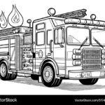 Big Fire Truck Children Picture Coloring Book Royalty Free Vector VectorStock
