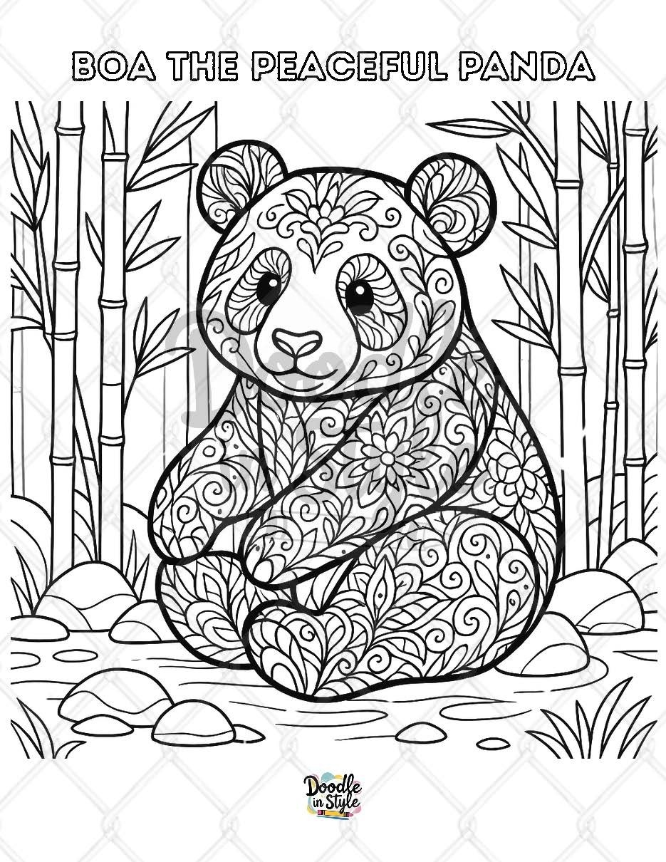 Boa The Peaceful Panda Coloring Page Printable Kids Adults