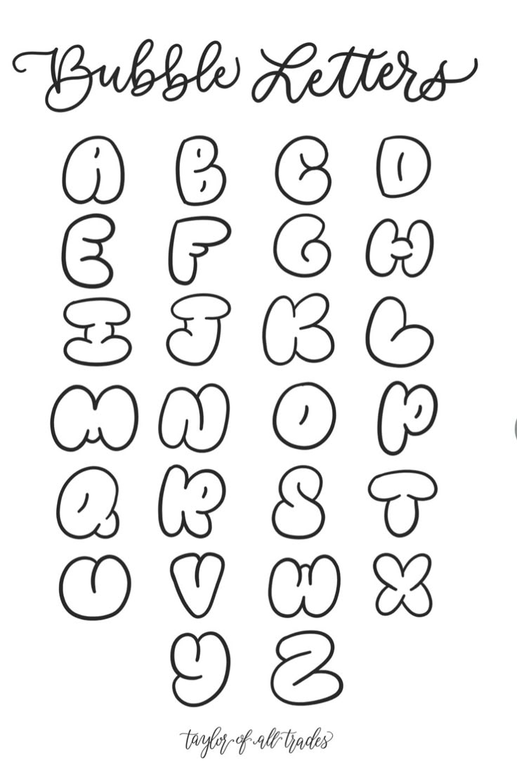 Bubble Letters The Alphabet And Numbers