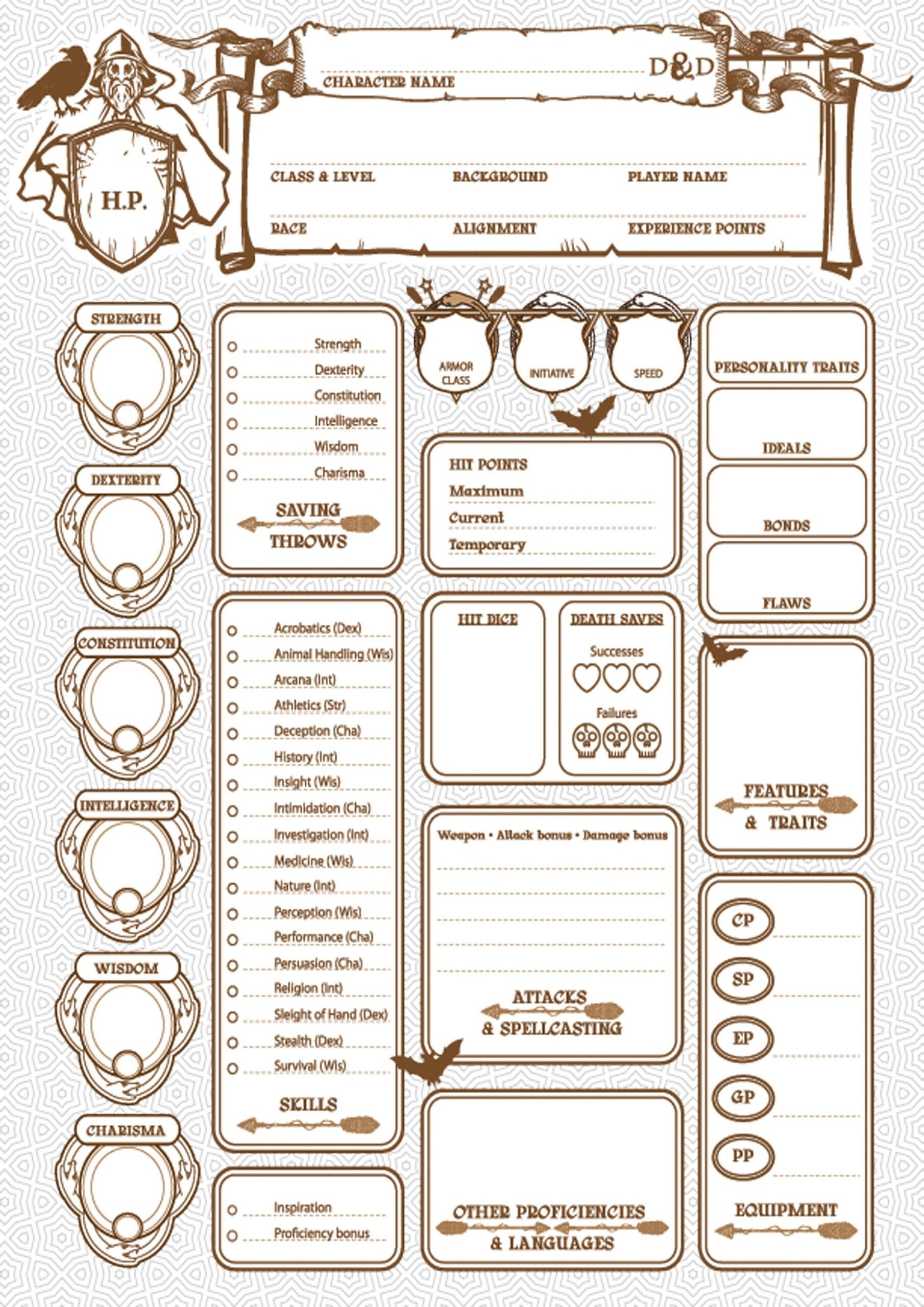 Buy Ultimate Dnd Character Sheet PDF Printable Dungeons And Dragons 5e Sheet For Tabletop RPG Online In India Etsy