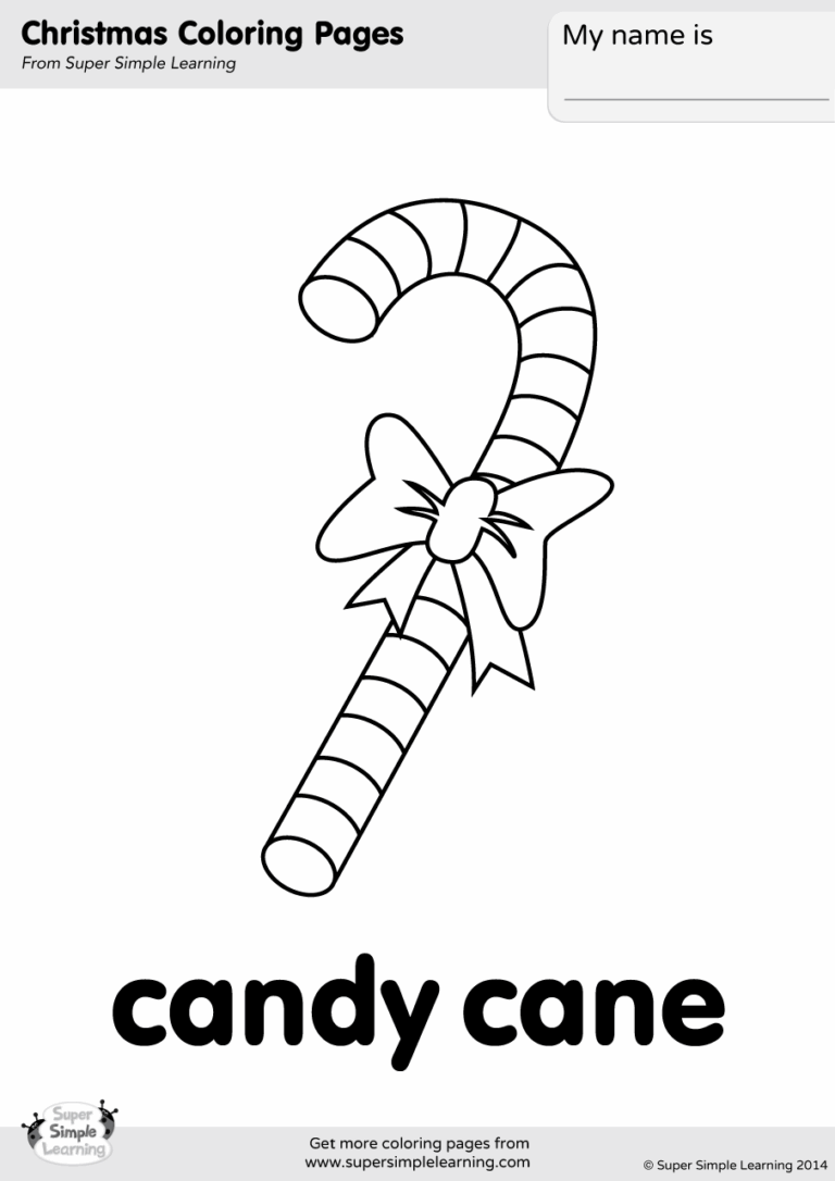 Candy Cane Coloring Page Super Simple
