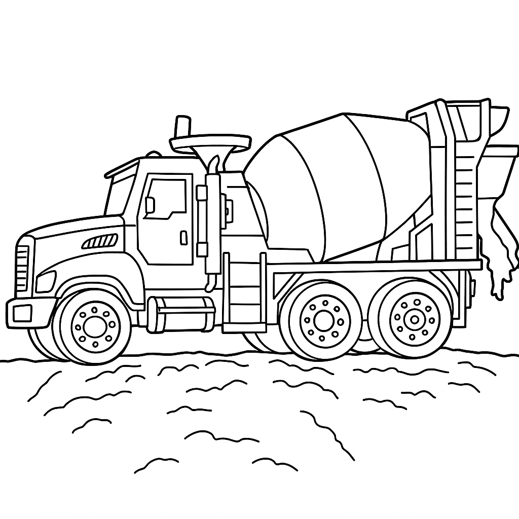 Cement Truck Coloring Pages For Kids Driven By Battat