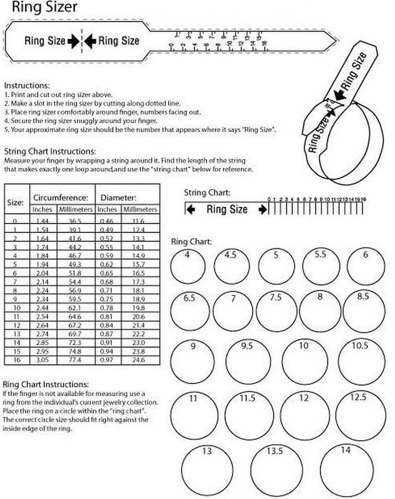 Chart Ring Sizer Print Pdf Rings Chart Ring Sizer Printable Pdf O Ring Measurement Guide