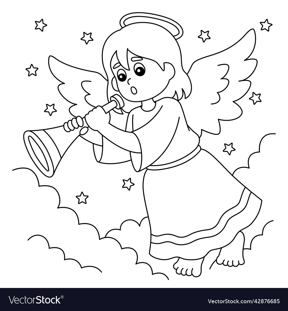 Christmas Angel Coloring Page For Kids Royalty Free Vector VectorStock Christmas Angel Coloring Page For Kids Royalty Free Vector VectorStock