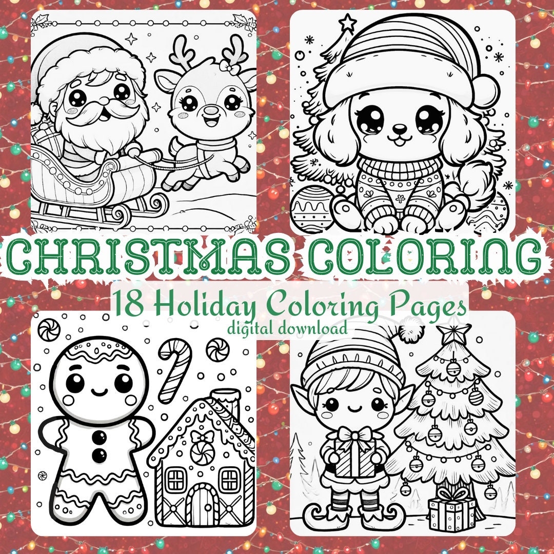 Christmas Coloring Pages For Kids 18 Holiday Designs digital Download Etsy