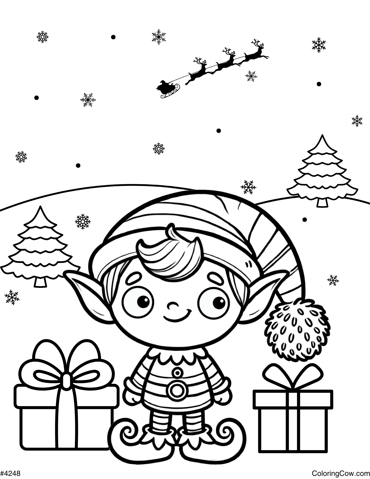 colouring pages of elves