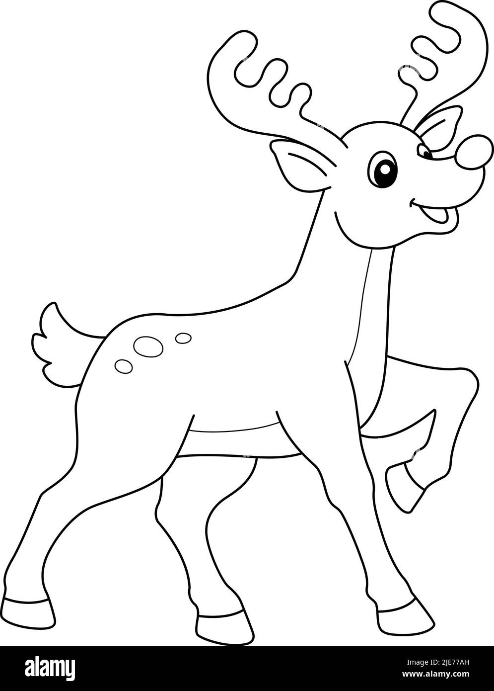 Christmas Reindeer Isolated Coloring Page For Kids Stock Vector Image Art Alamy