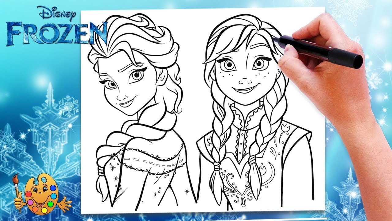 coloring pages of elsa and anna