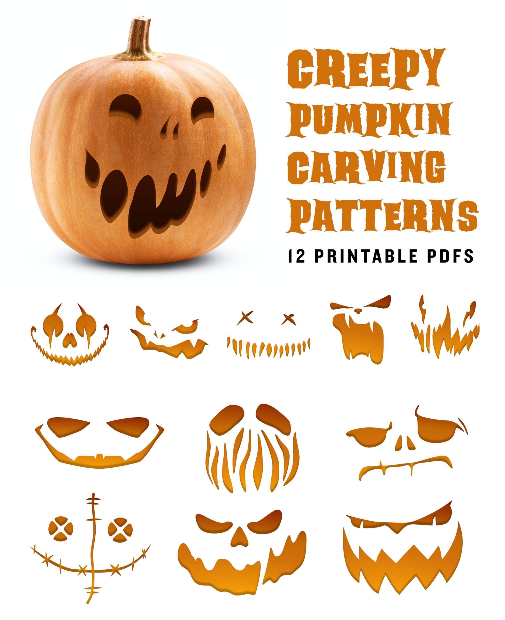 Creepy Pumpkin Carving Patterns Scary Jack o lantern Printable Templates For Your Halloween Decor Etsy Creepy Pumpkin Carving Patterns Scary Jack o lantern Printable Templates For Your Halloween Decor Etsy