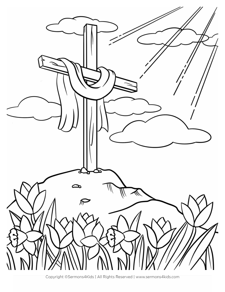 Cross Coloring Page For Kids From Sermons4Kids Sermons4Kids