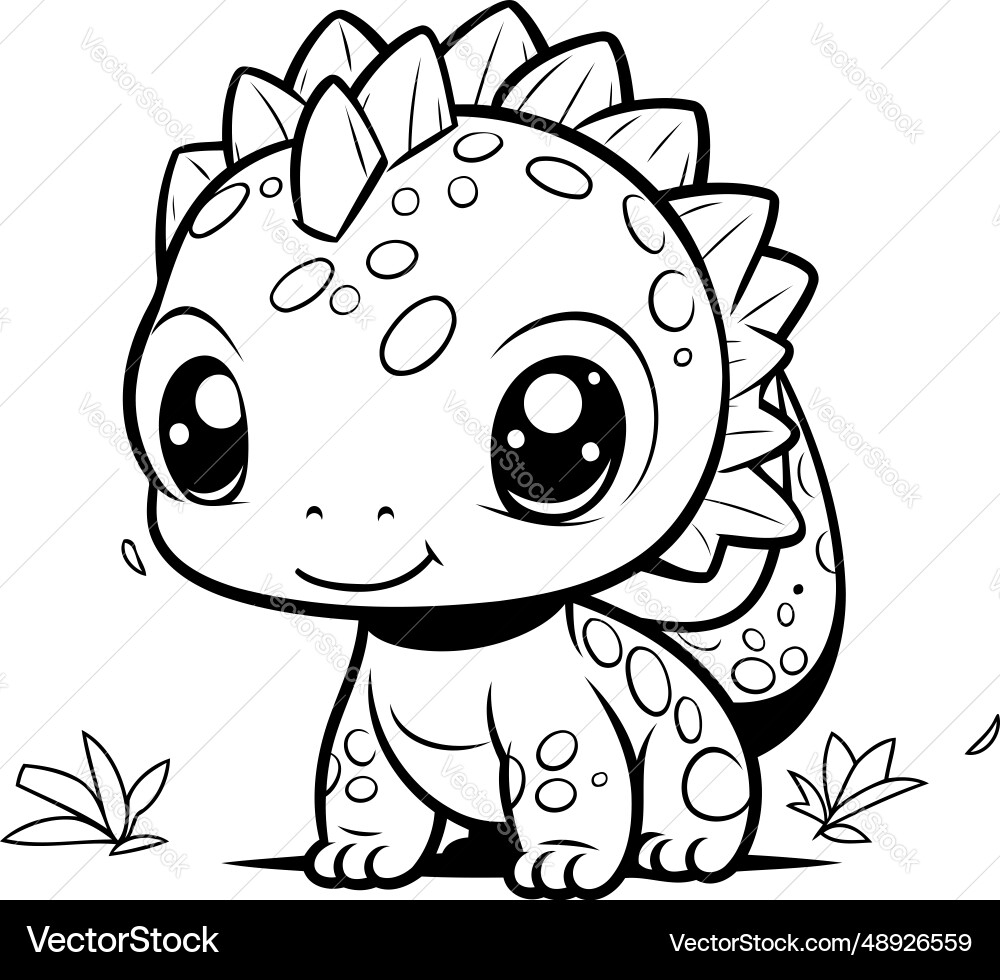 Cute Baby Dinosaur Coloring Page Isolated Royalty Free Vector VectorStock