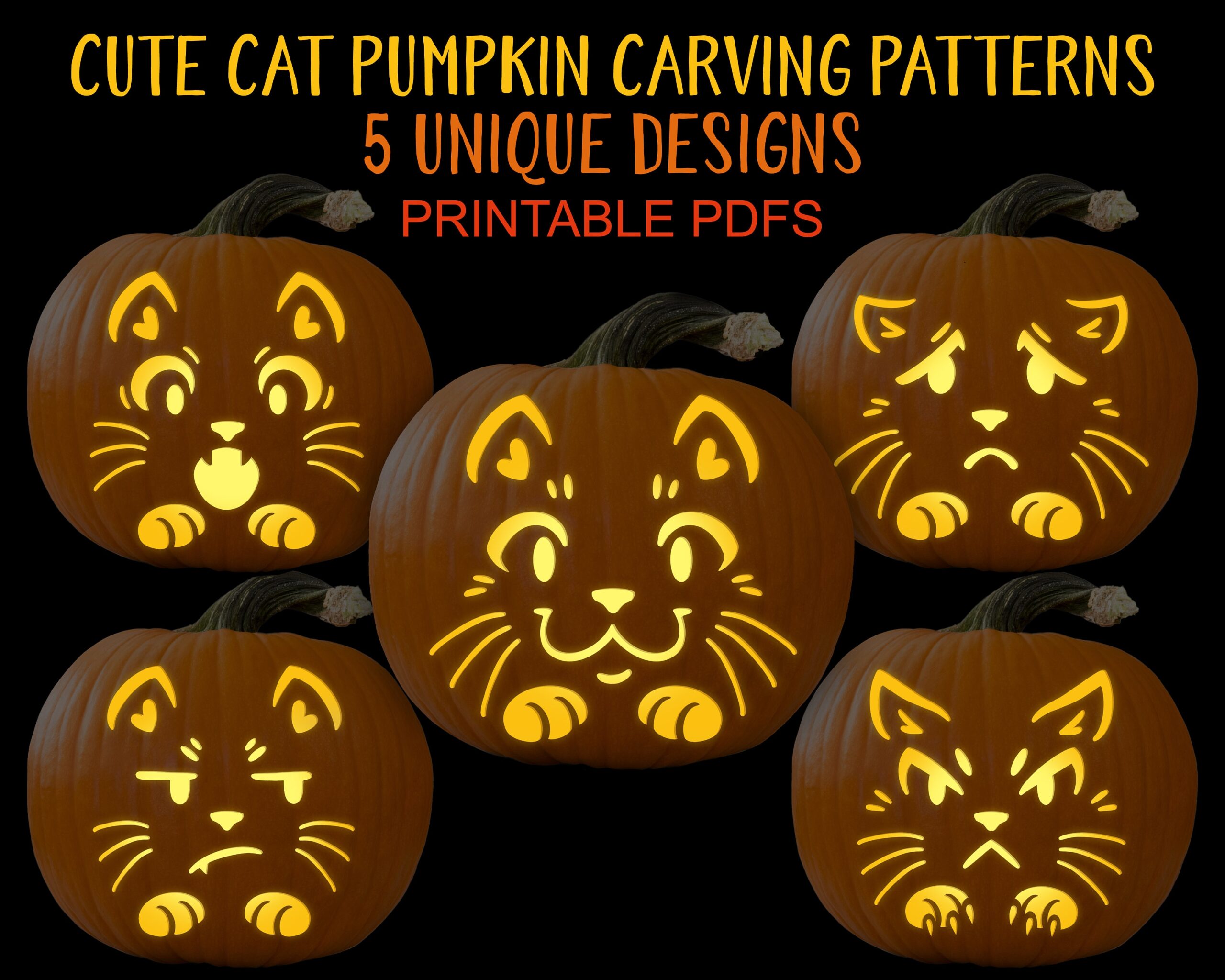 Cute Cat Pumpkin Carving Stencils Printable PDF Halloween Pumpkin Carving Party Digital Download Template Jackolantern Faces Etsy Cute Cat Pumpkin Carving Stencils Printable PDF Halloween Pumpkin Carving Party Digital Download Template Jackolantern Faces Etsy
