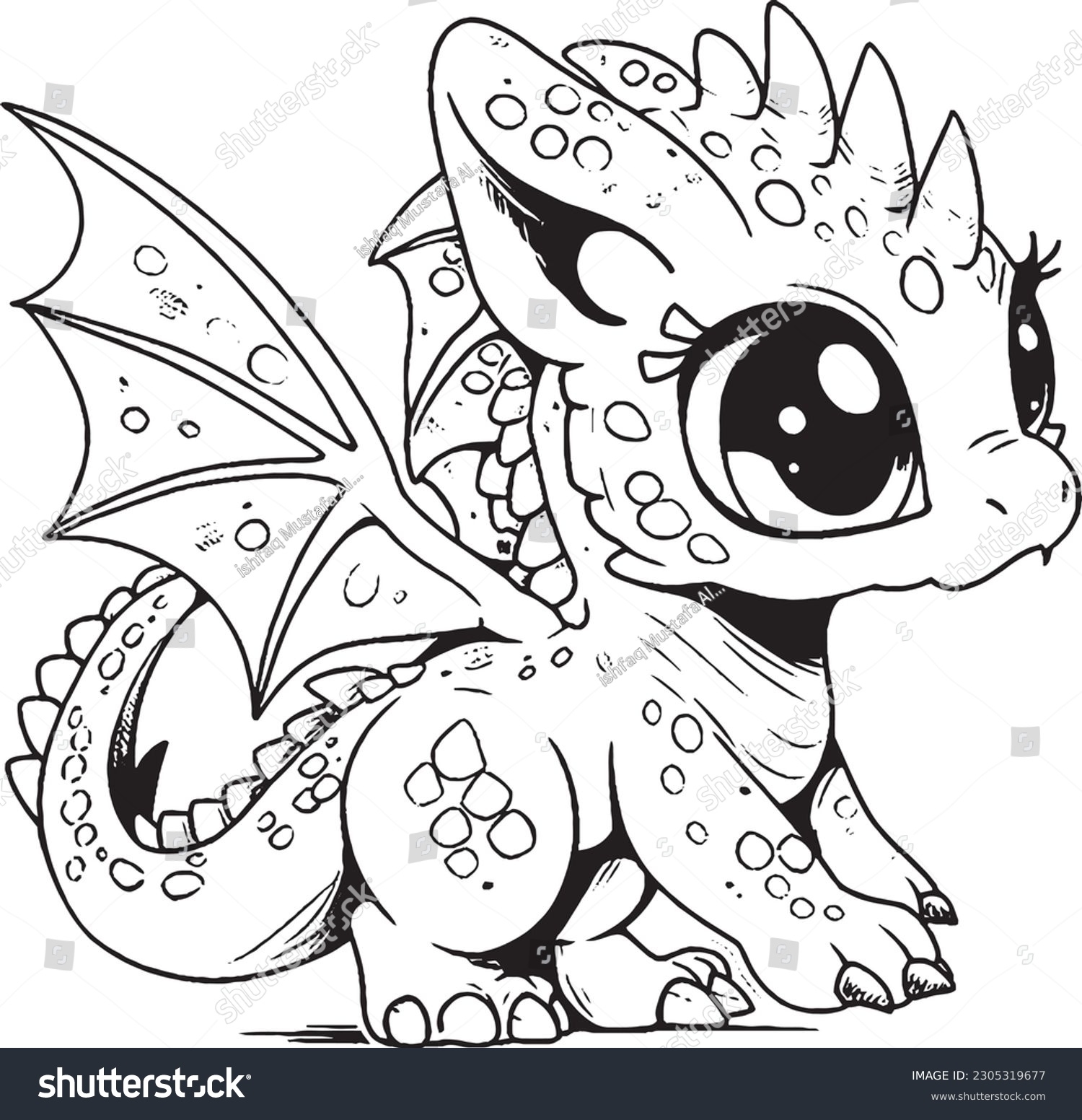 Cute Dragon Coloring Pages Kids Adults Stock Vector Royalty Free 2305319677 Shutterstock